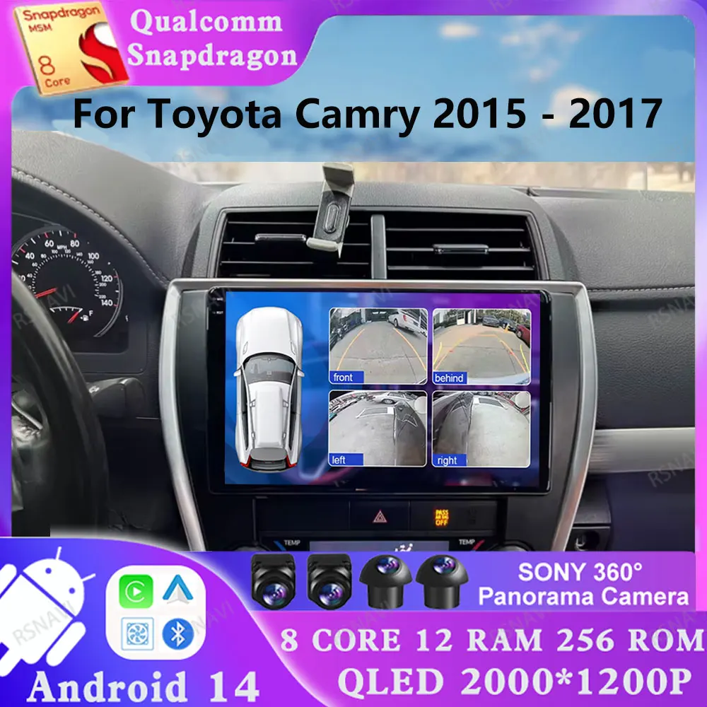 

Android 14 For Toyota Camry 2015 - 2017 4G LTE GPS Qualcomm DSP Stereo Head Unit Multimedia Viedo Player AUTO DVD Navigation Car