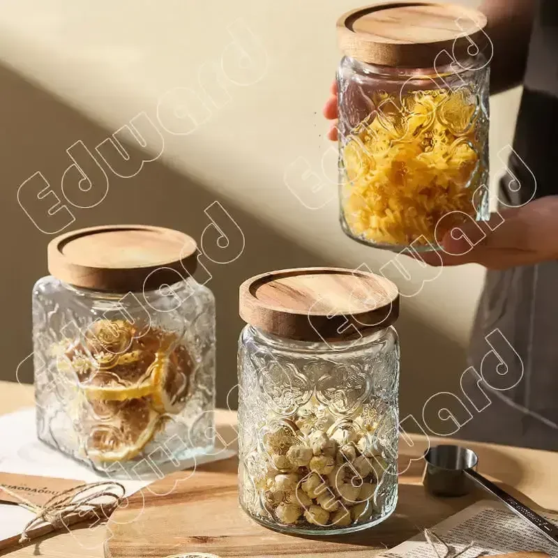 Jar Retro Style Glass Jars Bottles Nordic Style Glass Jars and Lids Household Use Glass Container Storage Containers Honey Jars