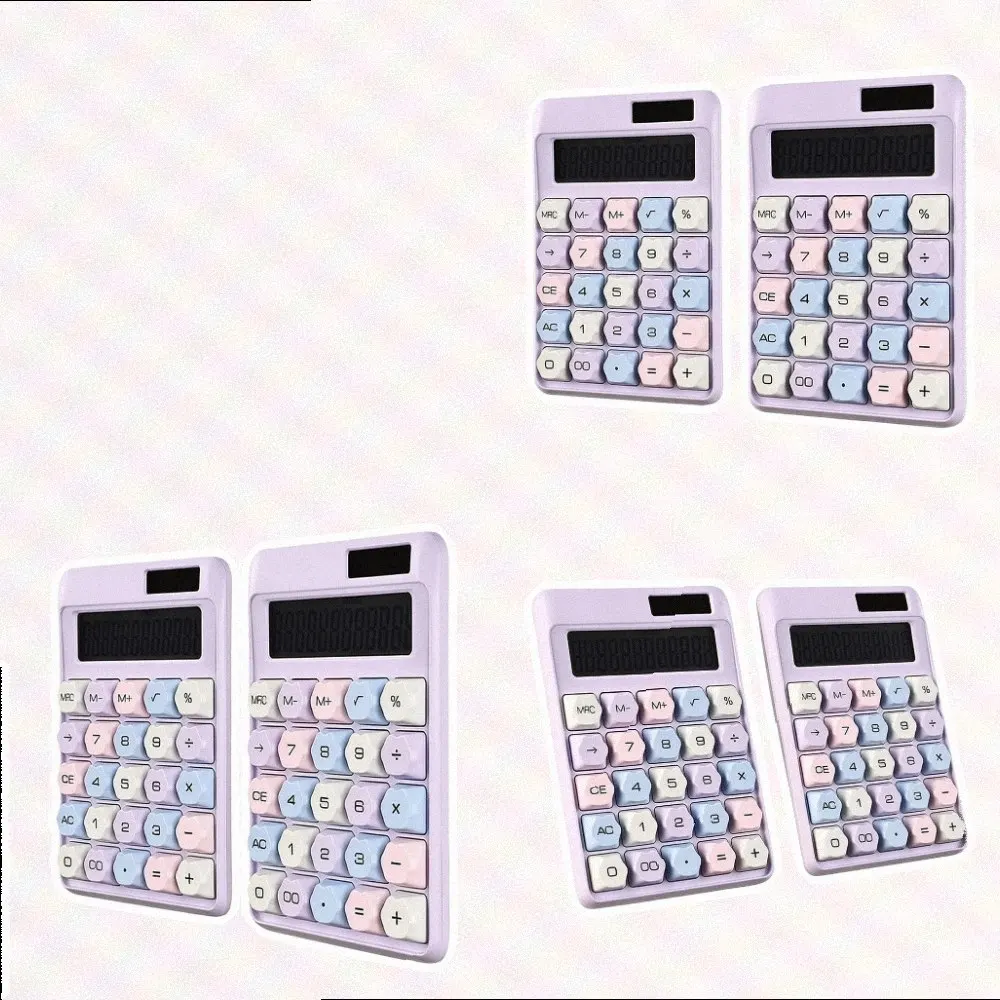 Candy Color Mechanical Keyboard Calculator Purple Pink Green Blue Ergonomic Clicky Keys Compact Desktop Office School Tool