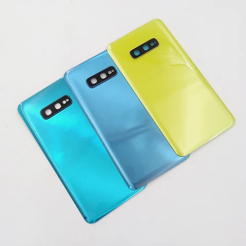 Для Samsung Galaxy S10 G973 S10 Plus S10+ G975 S10e G970 Батарея Стеклянная задняя крышка Корпус Задняя дверь Детали панели + объектив камеры