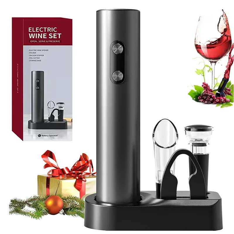 

Automatic Wine Opener Set Reusable Electric Wine Bottles Opener Battery Operated Wine Corkscrews Remover for Home Kitchen Party