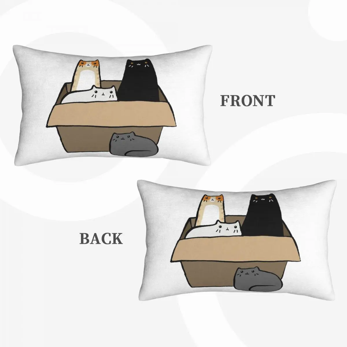 Cats In A Box Rectangle Pillowcase Cushion Cover Decorative Bedroom Bed Home Comfort Throw Pillow