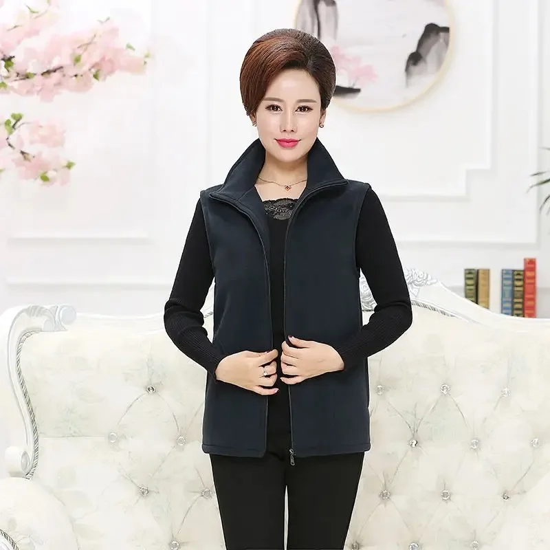 

Woman Jacket Vest Middle and Old Vest Women's Spring and Autumn Loose Large Size Fleece Warm Vest Top Chaleco Mujer