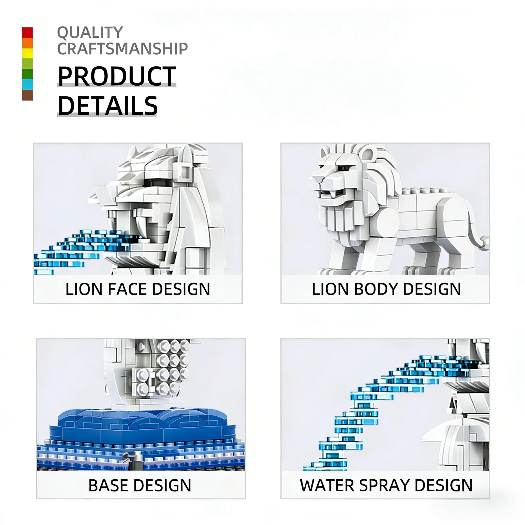 Ensemble de blocs de construction des icônes du monde : maison de l'opéra de Sydney et Merlion, kit de modèle d'architecture détaillée, cadeau pour les collectionneurs adultes
