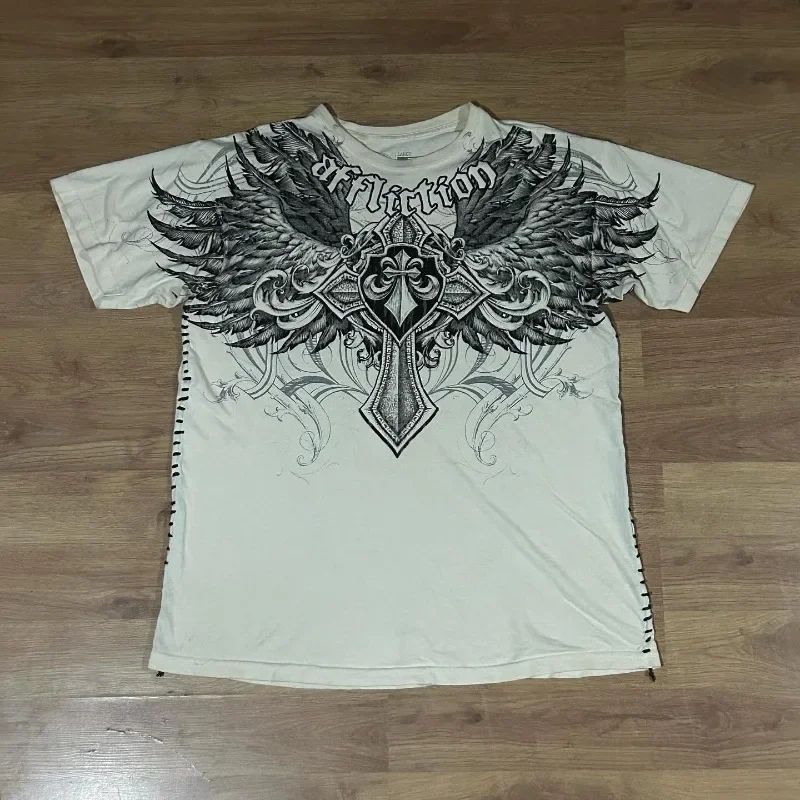 2000s camisas de rua alta y2k masculino impressão gráfica