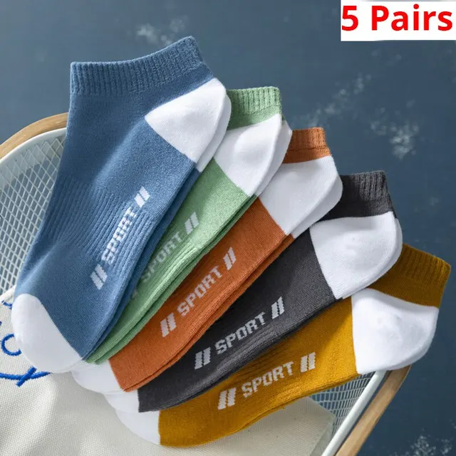 5-parowe letnie cienkie męskie sportowe, oddychające i wygodne skarpetki w łódkę z literami Ins modne krótkie skarpetki pochłaniające pot