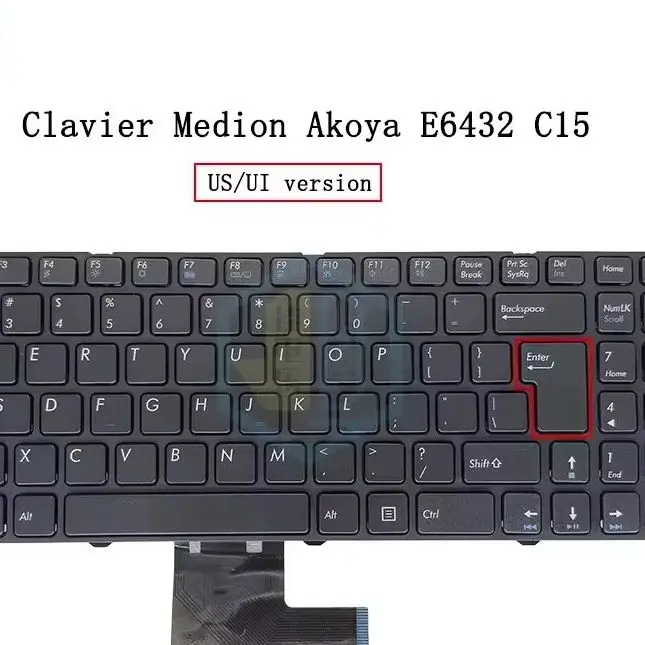 US English Replacement Laptop Keyboard Black Frame Big Enter Key For Pegatron C17A MP‑13A83SU‑5283 Notebook Repair Spare Part