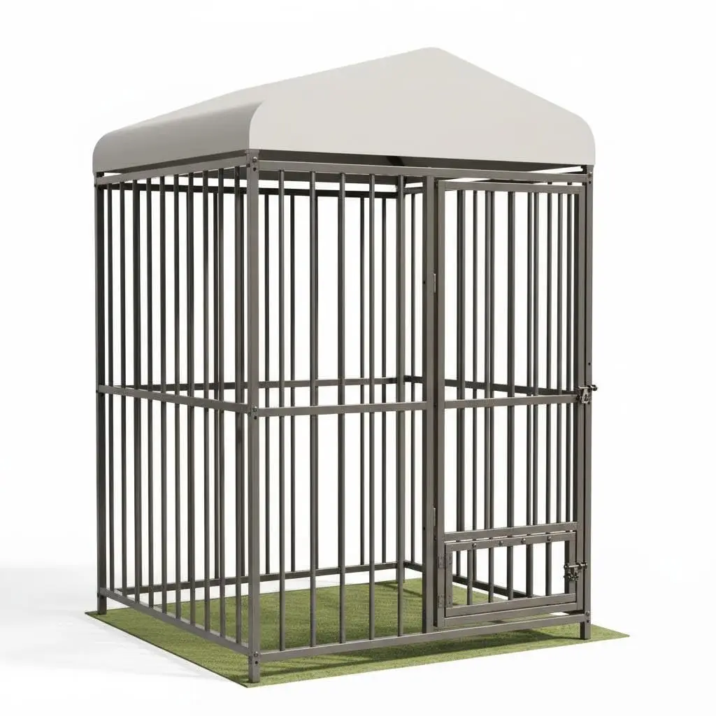 Heavy Duty Metal Dog Kennel 4×4×6 FT Outdoor Pet Cage Lockable Large Breed Backyard Farm Use, Customized