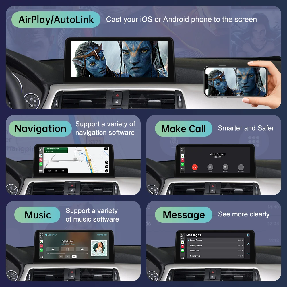 Wireless Carplay Multimedia Car Display Screen For BMW 3 4 Series F30 F31 F32 F33 F34 F36 Support Android Auto Airplay Mirroring