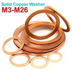 10/50pcs Hardware Accessories Flat Ring Seal Red Solid Copper Washer Gasket Sump Plug Oil Seal Fittings Washers Fastener DIN7603
