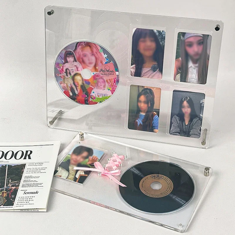 Ins Cd Picture Display Stand Frame Poster Holder Transparent Acrylic Photo Frame Idol Postcards Protector Album Home Room Decor