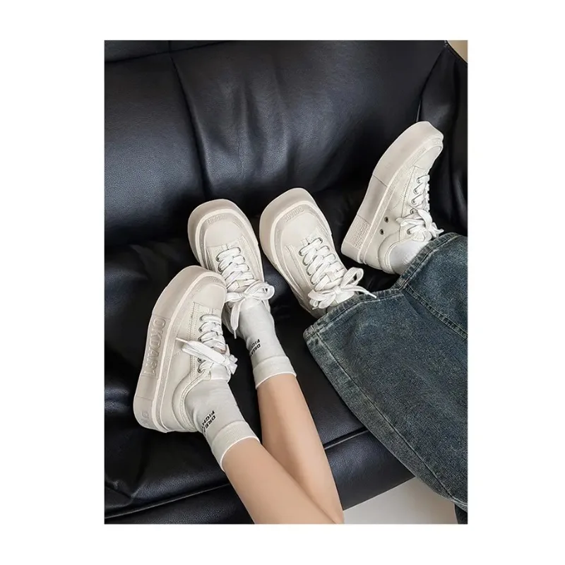 

Sneakers Casual Plus Size 43 44 Womens Mens Designer Retro Board Shoes Fashion Canvas Breathable Height Increased Platform Shoes