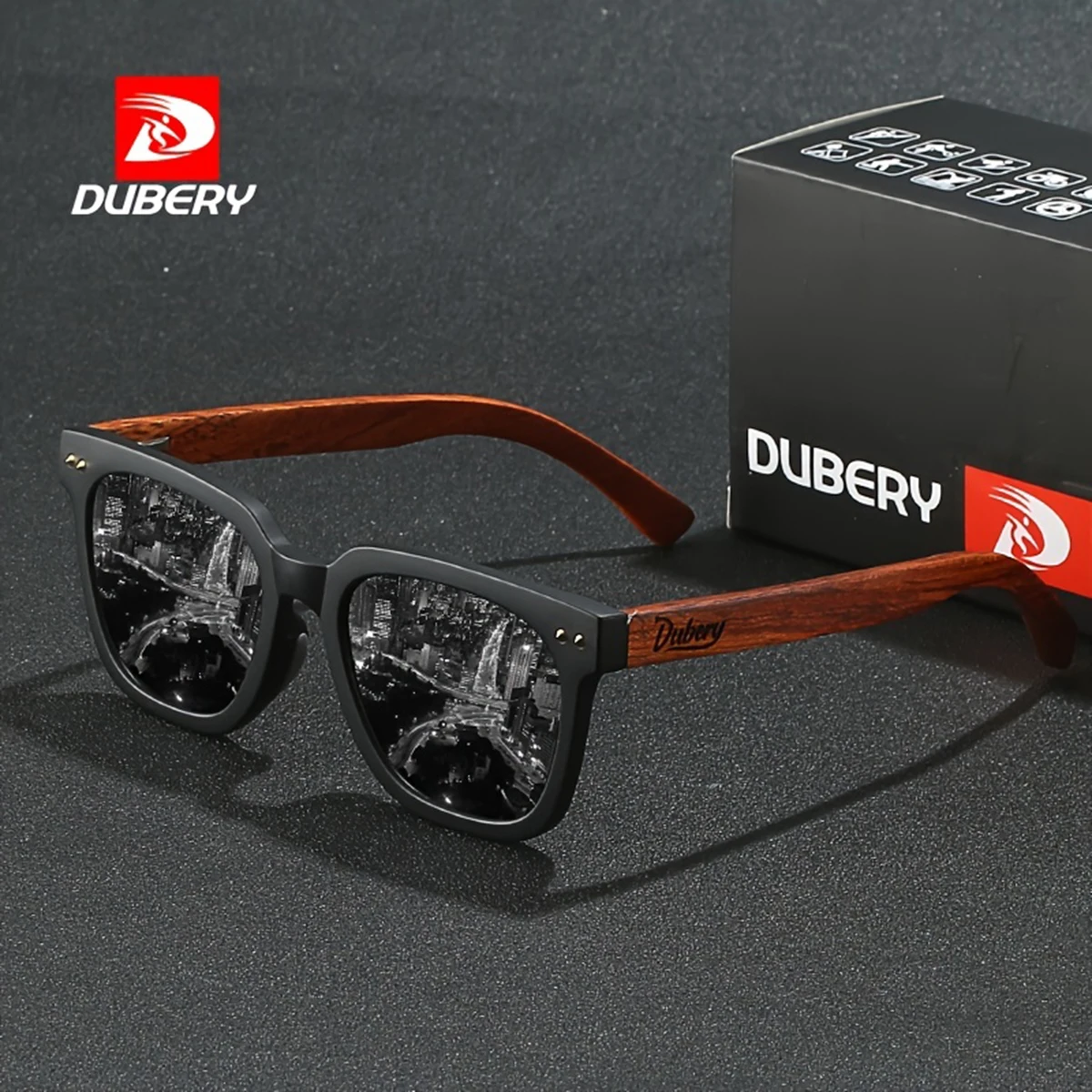 DUBERY Wooden Polarized UV400 Protection Sunglasses For Men And Women 6 Colors Model 117