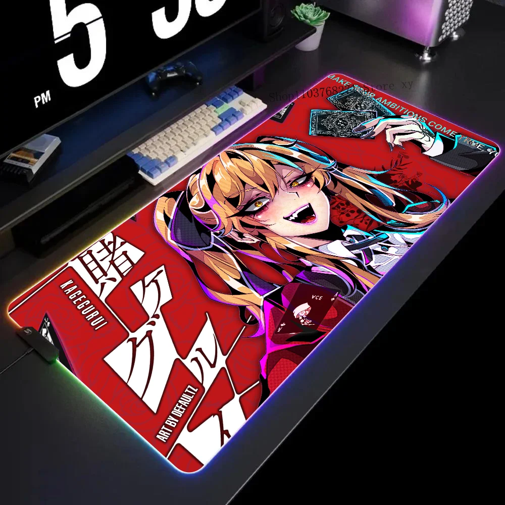 

Коврик для мыши Mary Satome Kagegurui XXL RGB, игровые коврики для мыши HD, черные аксессуары для геймеров, большой светодиод