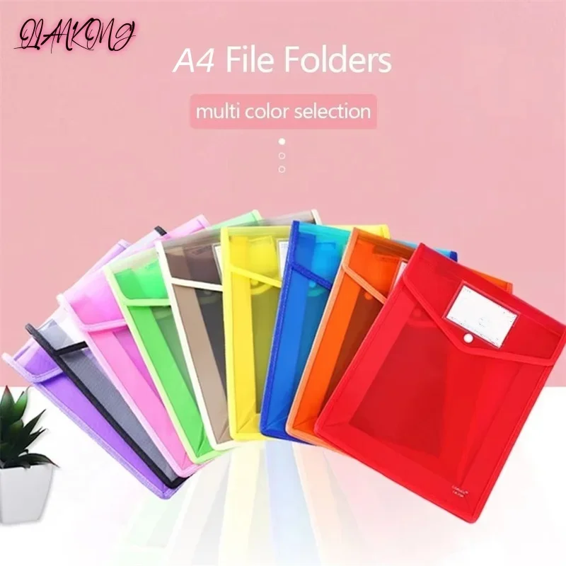 

Hot Sale PP Bag Waterproof Document Bag File Organizer A4 File Folders Envelope Folder Document Keeper Office Accessories