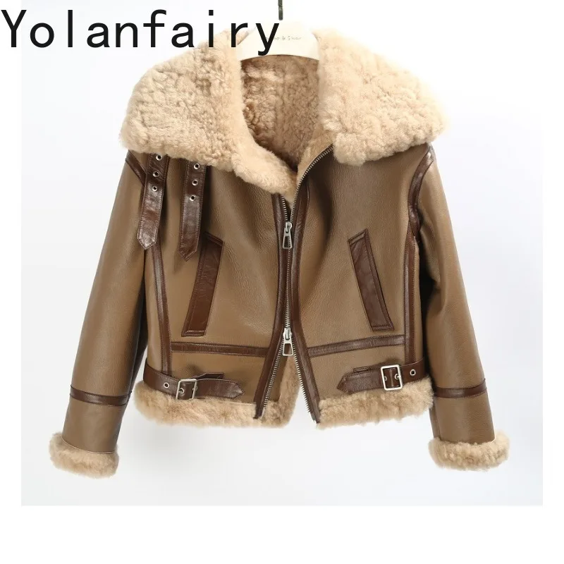 

Full Pelt Natural Lamb Fur Integrated Jackets for Women 2024 Winter Short Real Fur Coat Motorcycle Leather Jacket Special Offer