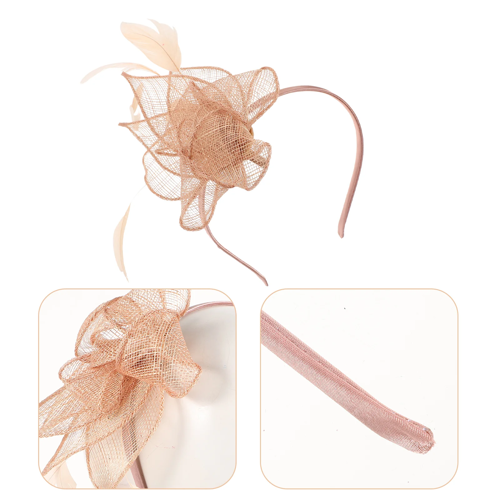 Cocktail Party Hat Women's Fascinators Mini Hats Clip Lace Wigs Headband Cream Hairband