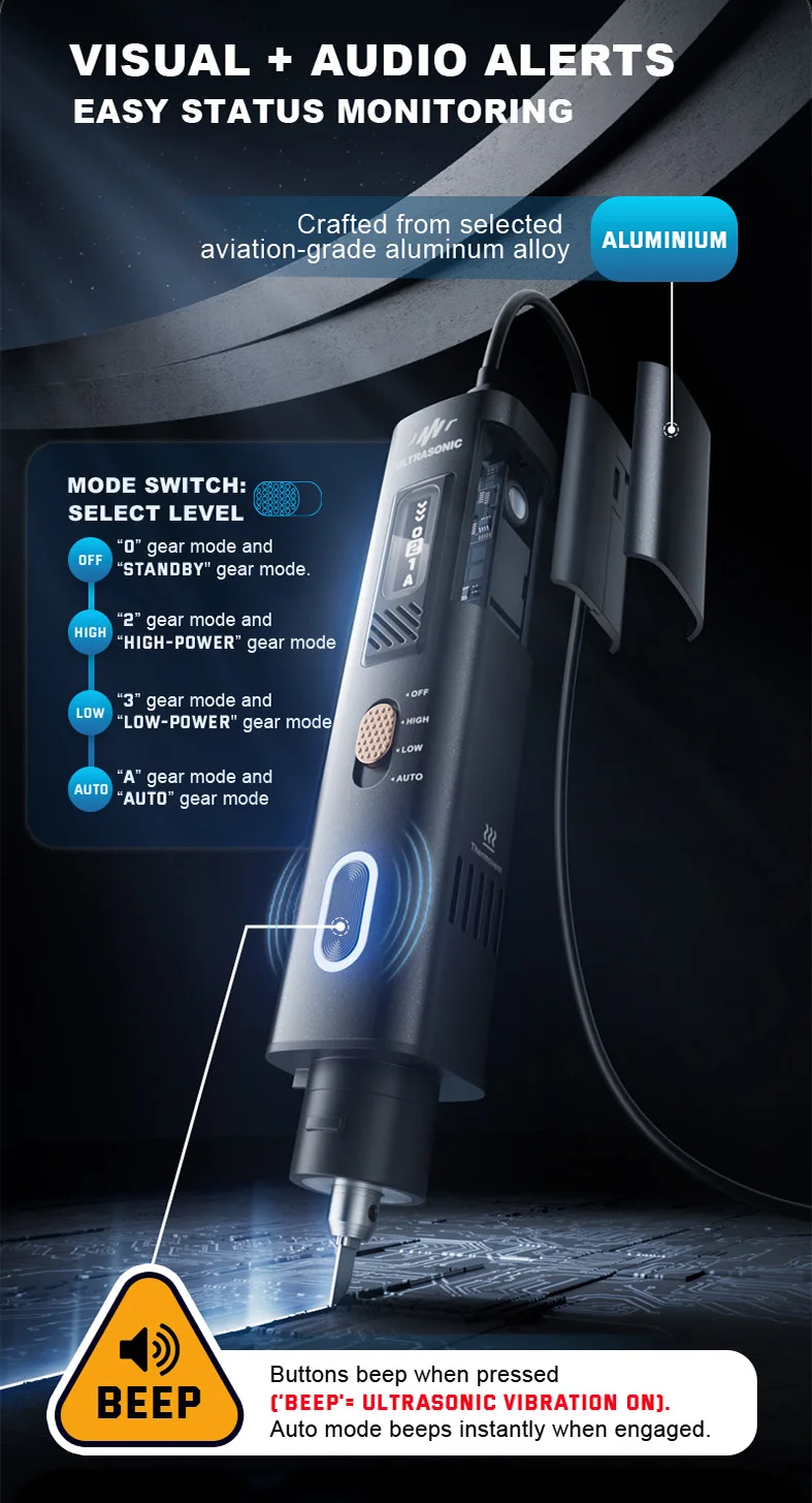 Jakemy JM-Y10 PRO Ultraschall-Schneidmesser, Überhitzungsschutz, DIY, elektrisches Schneiden, Schnitzen, Schleifwerkzeug, geeignet für Modellplatine – Detail 7