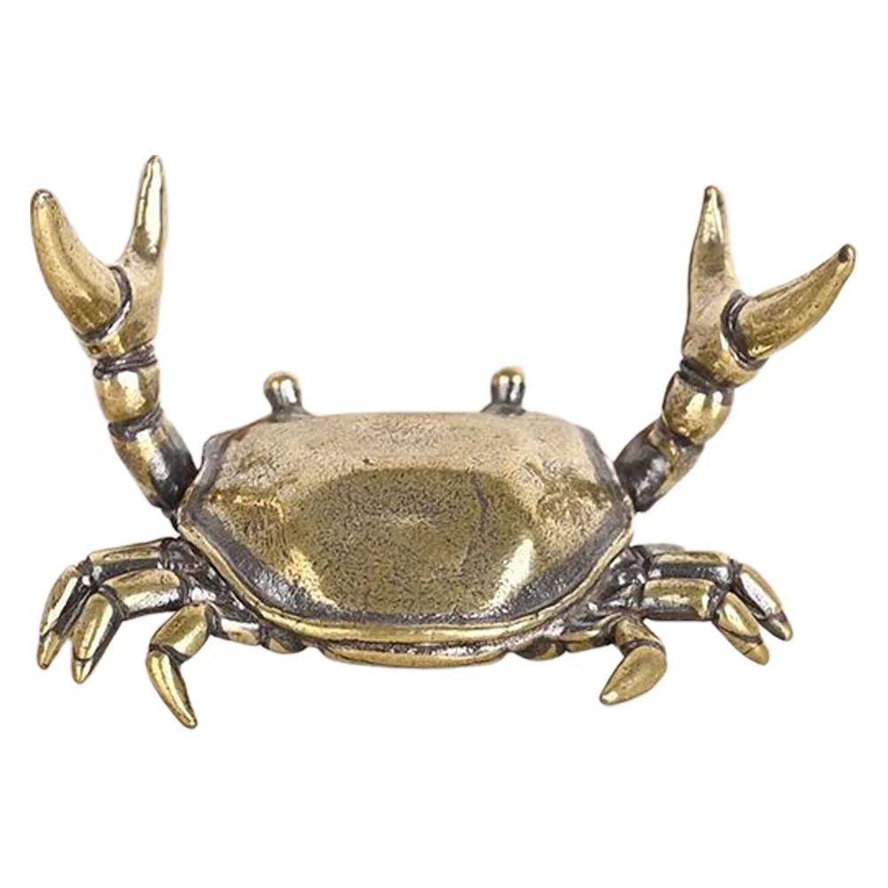 Powerful Crab Ornaments Metal Fish Tank Decor Desk Toy Small Animal Alloy Pen Holder for Cute Brass Figurine Vintage