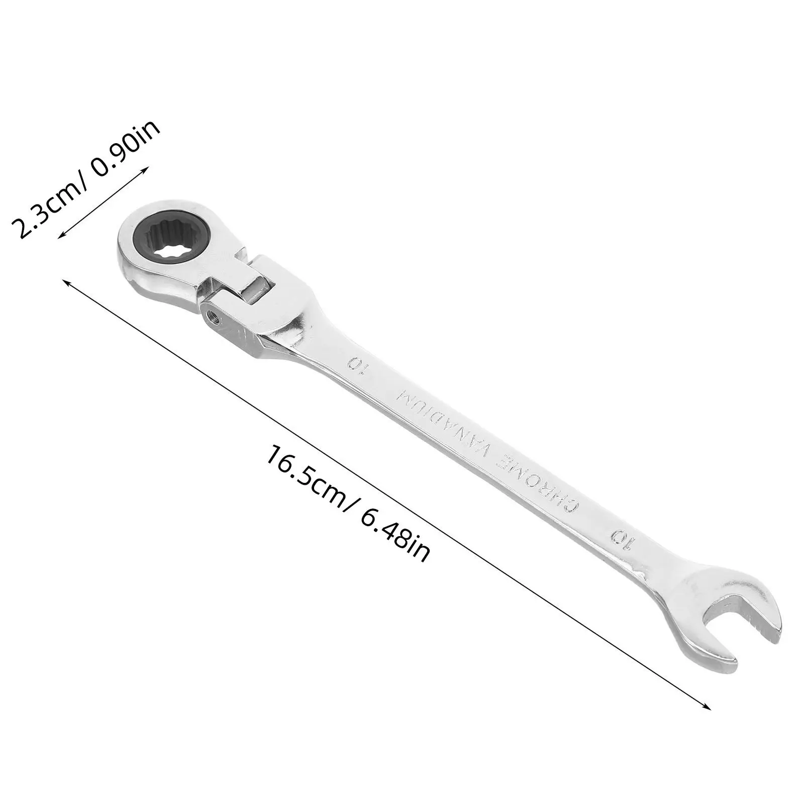 10Mm Ratchet Wrench Spanner Flexible Head Vanadium Steel Alloy 160Mm Silver Hard 45-48 Easy Grip Home Factory Repair Tool