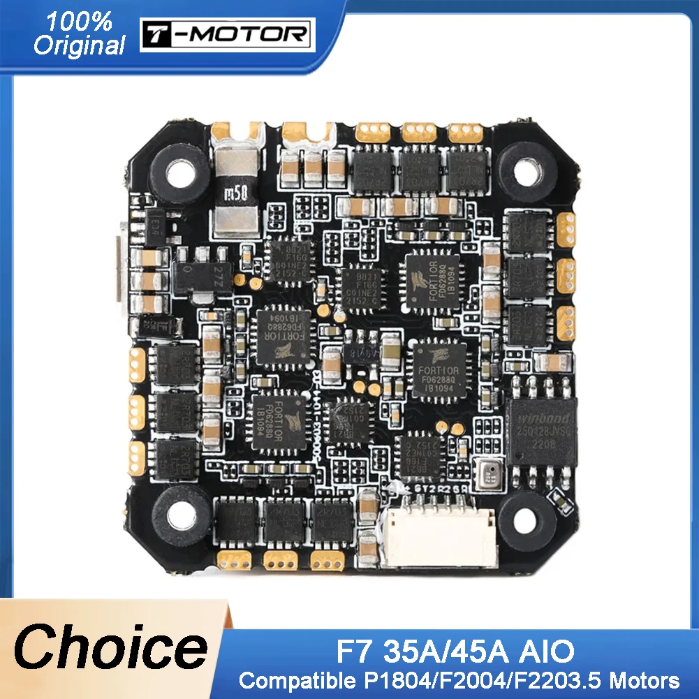 

T-MOTOR F7 AIO Flight Controller - 35A/45A, STM32F722, MPU6500&BMP280, BLHELIS, 3 - 6S,Compatible with P1804/F2004/F2203.5 Motor