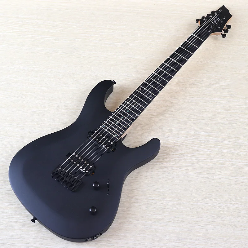 7 String Electric Guitar Solid Okoume Body Maple Neck 39 Inch Matte Finish Black Guitarra High Quality