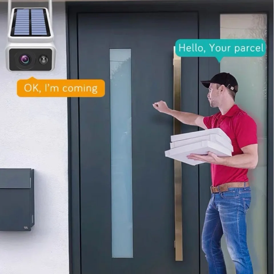 4MP 1440P iCsee APP Solar Power IP Bullet Camera AI Humanoid Detection Home Security CCTV Baby Monitor