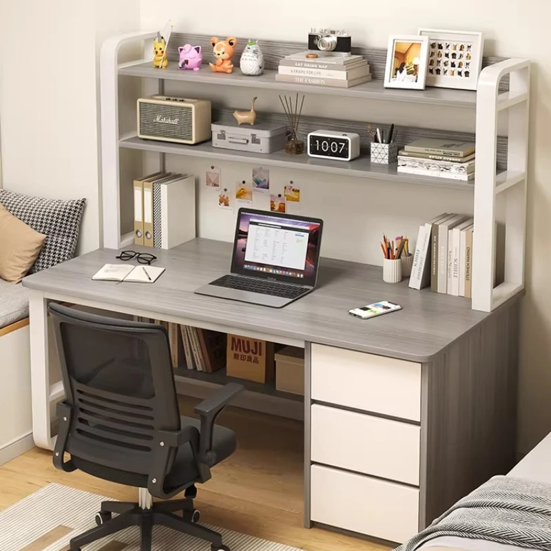 

Интегрированный компьютерный стол с книжной полкой, простой современный домашний письменный стол для учебы, офисный стол для спальни, офисная мебель