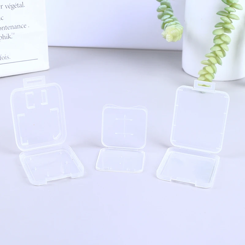10Pcs Transparent Plastic Storage Boxes SD Camera CF Memory Card Case With Cover Phone TF Card Packaging Box