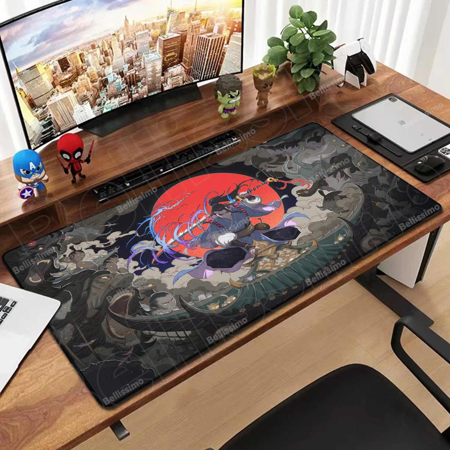 

Samurai Warrior Mouse Pad Gamer Computer Accessories Keyboard Table Mat Black Mousepad Company Gaming Laptop Desk Accessory Pc