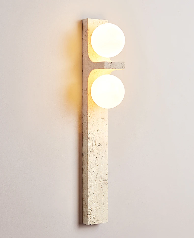 Wall Light Sconce Natural Stone White Glass G9 Bulb