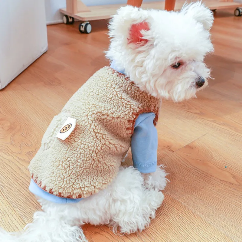 

Wool Knitted Pet Dog Jacket Winter Warm Clothing Coral Sheep Coat Pet Dog Windproof Cotton-Padded Suit Pet Onesie Pajamas