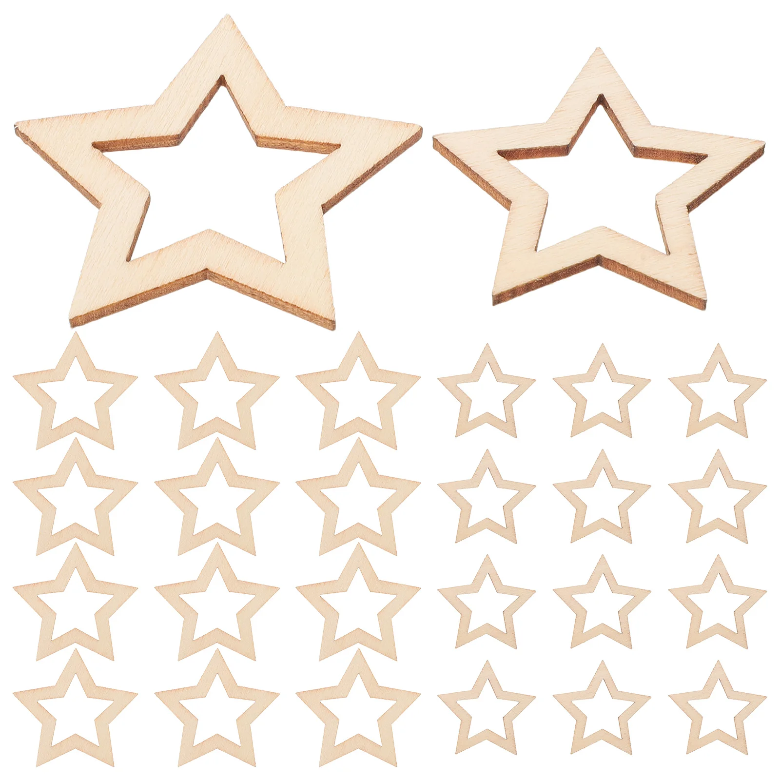 

110Pcs Wooden Star Cutouts Unfinished Blank Wood Stars Rustic Star-Shaped Craft Ornaments for DIY Christmas Wedding Home Decor