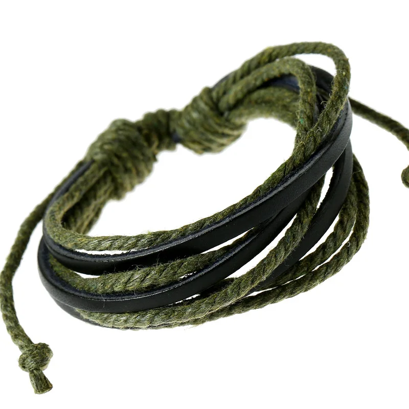 Kirykle-pulsera de cuero tejida a mano para mujer y hombre, pulsera de cuerda encerada de colores multicapa, correa de muñeca para pareja, regalo de