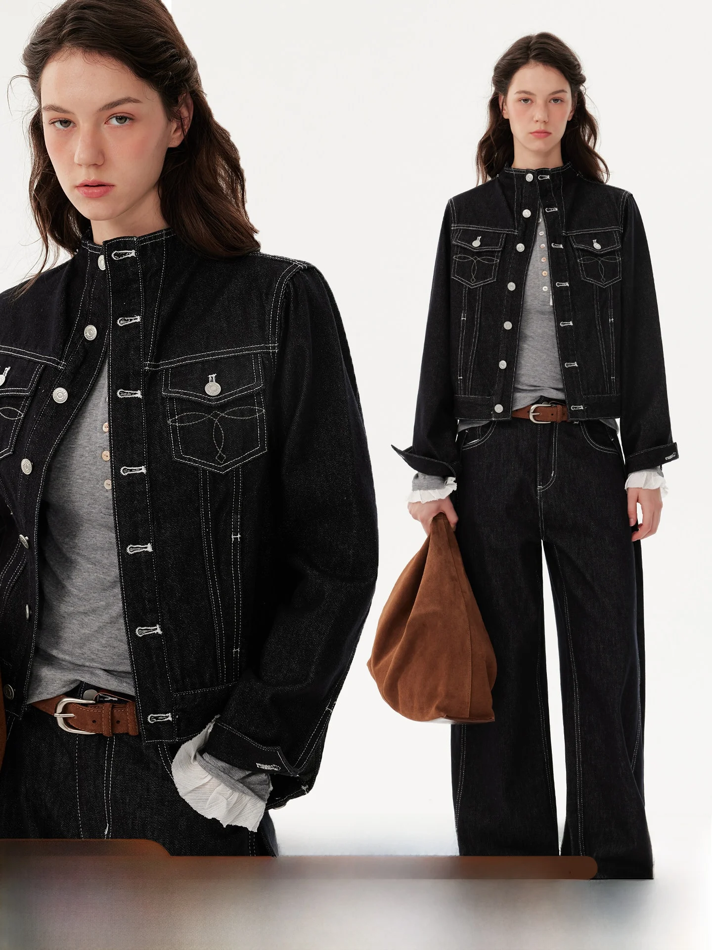 

Американская джинсовая куртка Decosition Original Color Denim и женская теплая хлопковая куртка с поясом на талии