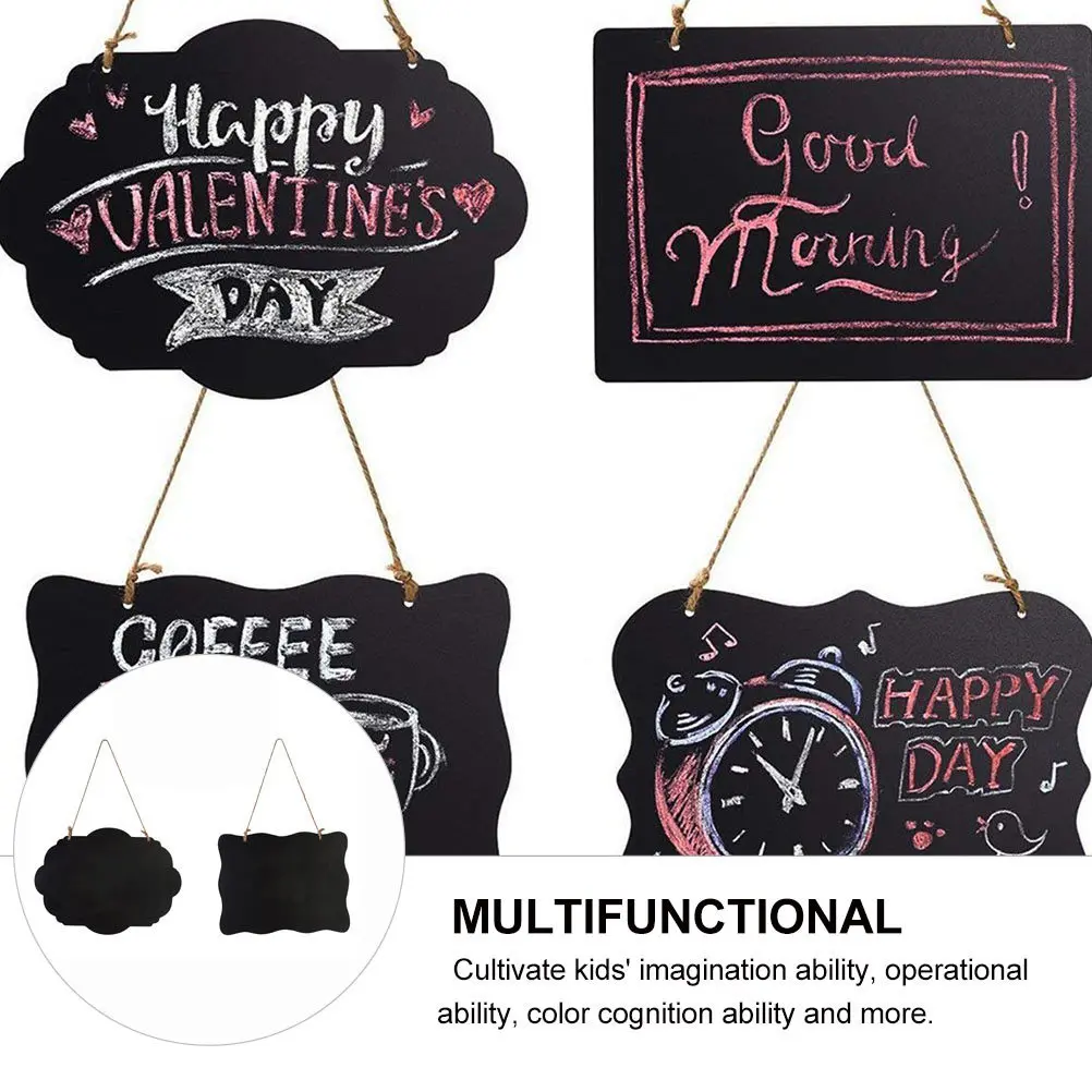 2Pcs Mini Hanging Wooden Blackboard Double Sided Drawing Board Portable Learning Writing Drawing Tool for Kids