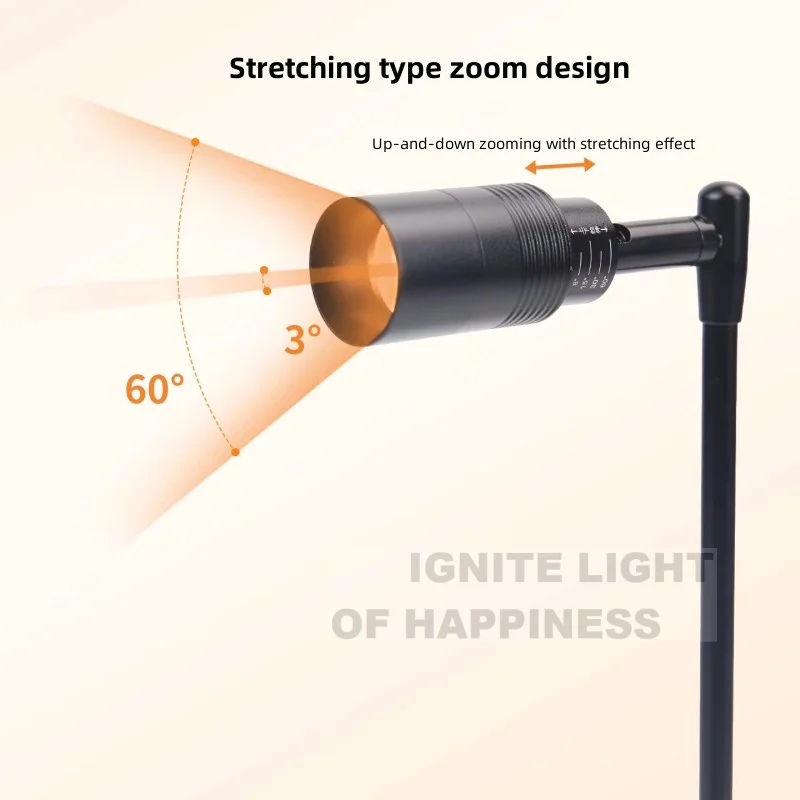 LED Rechargeable Spotlights Focalize Three-tone Lighting Lamps Glass Counter Zooming Jewelry Display Cabinets Upright Pole