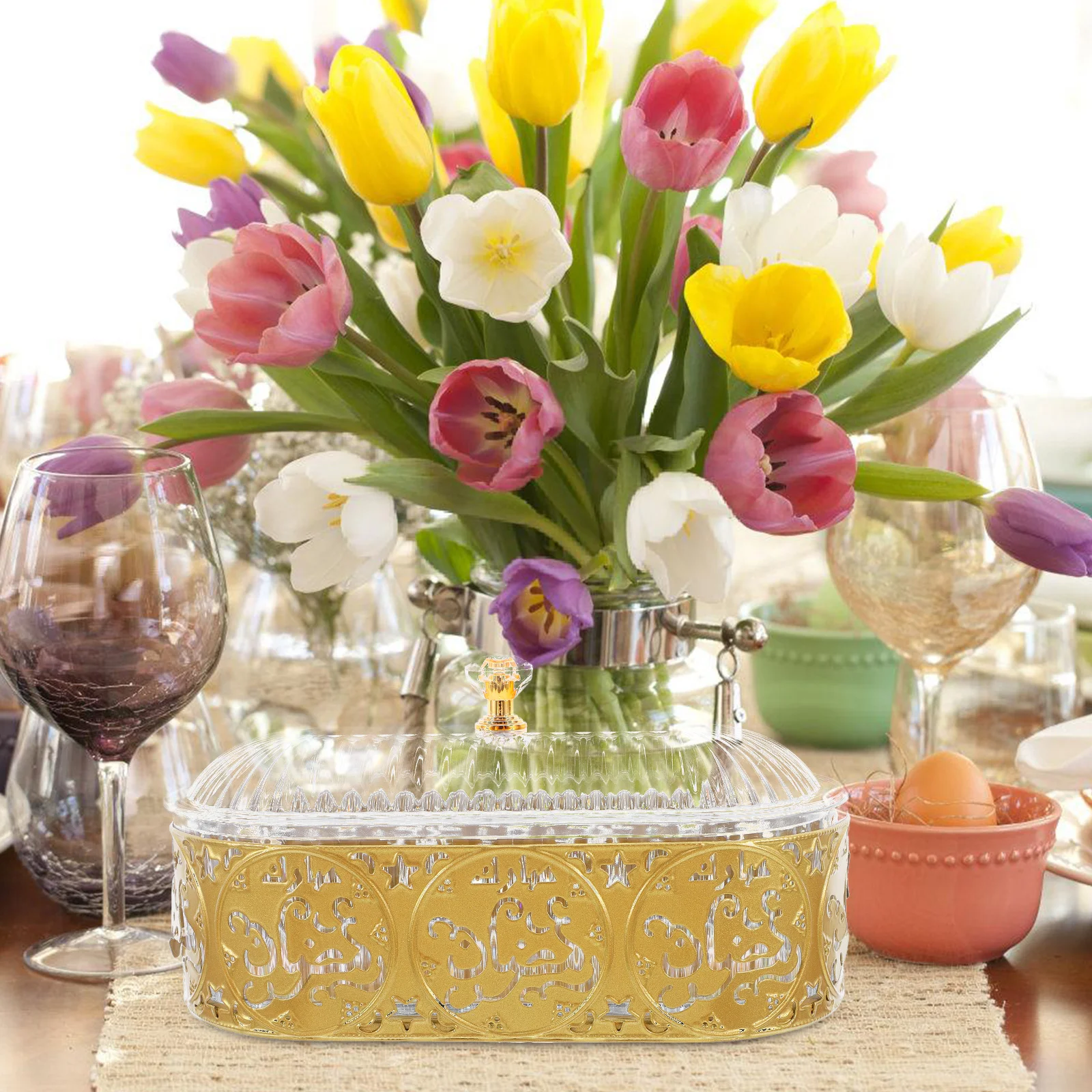 

Middle Eastern Eid Mubarak Candy Tray Iron Serving Plate for Sweets Chocolates Dried Fruits Eid Party Tableware