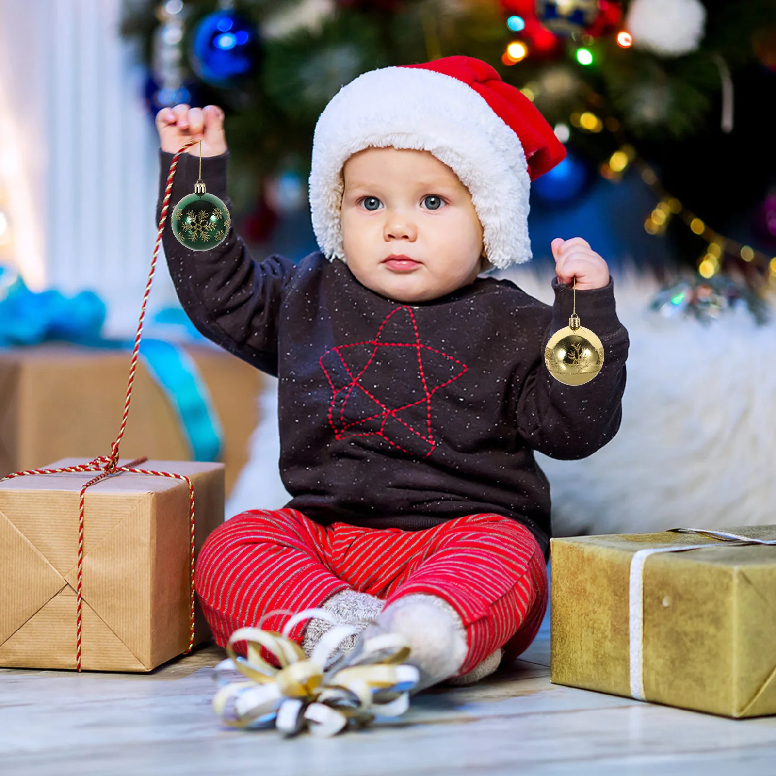 

44Pcs Christmas Tree Balls Ornaments Xmas Decoration Props Festive Pendant Decorative Christmas Balls Hanging Tree Ball