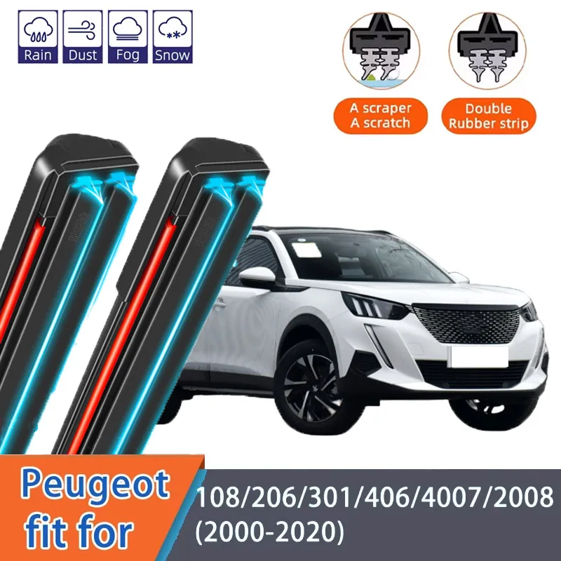 

For Peugeot 108/206/301/406/4007/2008 Front Windscreen Wipers Double Rubber Car Wiper Blades Car Accessories