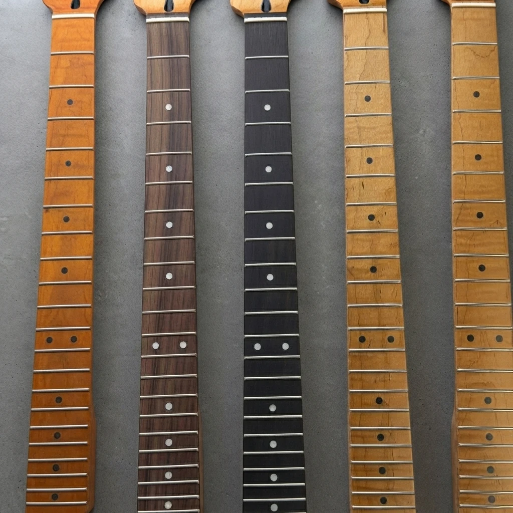 Dark Fretboard TL Guitar Neck, 22 Frets, One Piece Construction, Adjustable Truss Rod, Gloss Finish, Standard Scale, 56mm Heel