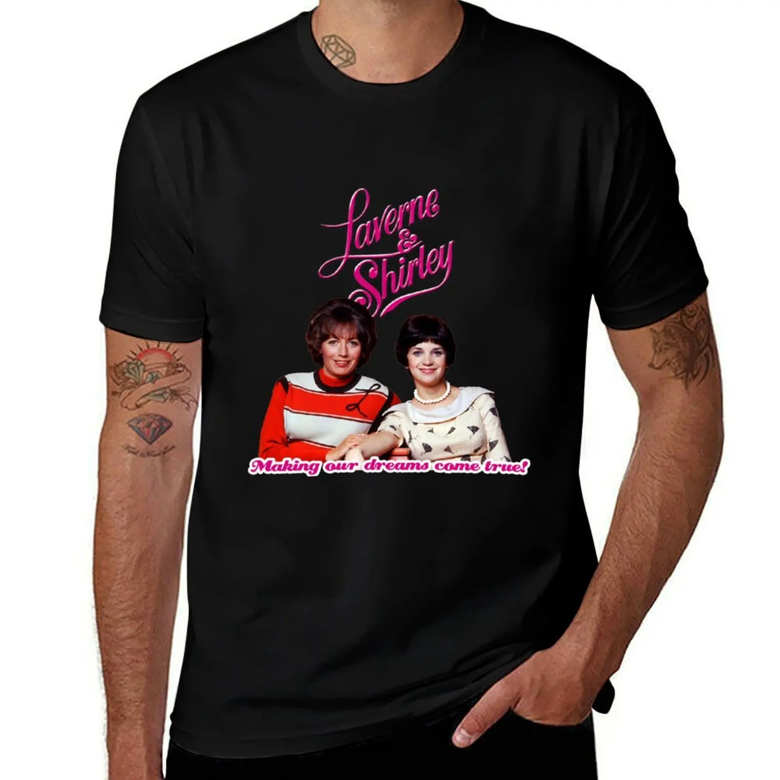 70s Laverne & Shirley Happy Days Spin off dreams tribute T-Shirt Casual Loose Short Sleeve Tee for Men