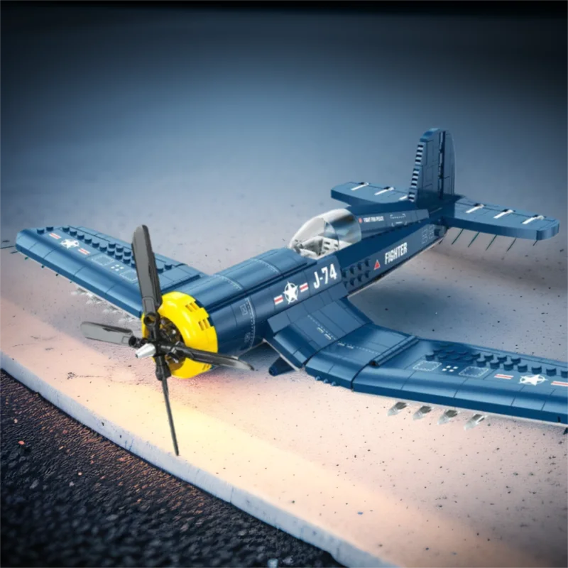 

World War Brick United States F4U Corsair Fighter Military Ww2 Building Block Model PlaySet Construction Toy Collection For Gift