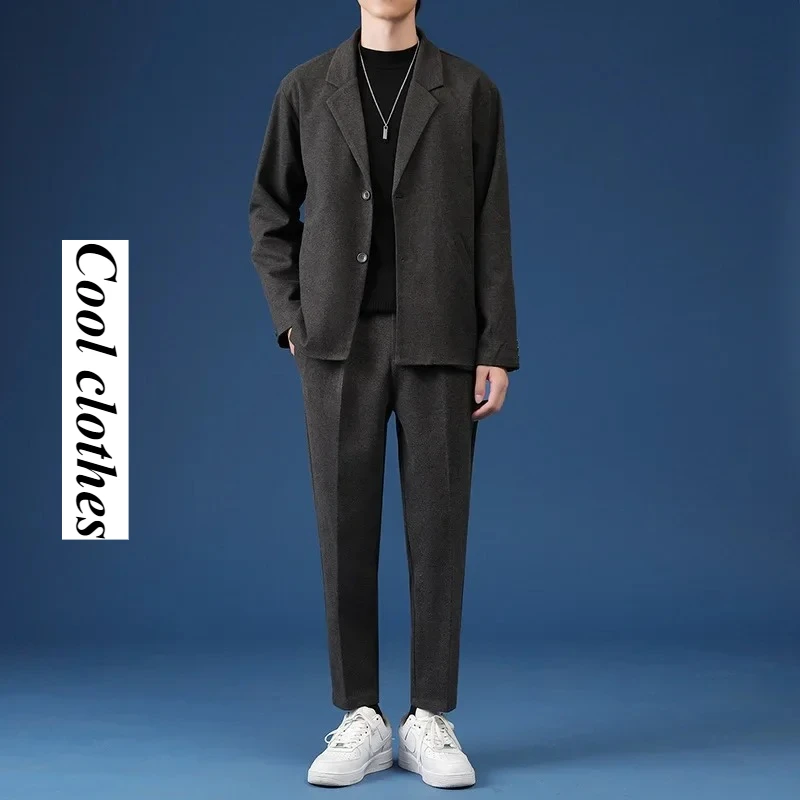 

Casual Suit Luxury Jackets Blazer Set Streetwear Stylish Korean 2 Pieces Sets with Pants Za 2025 Spring Overcoat & Trousers