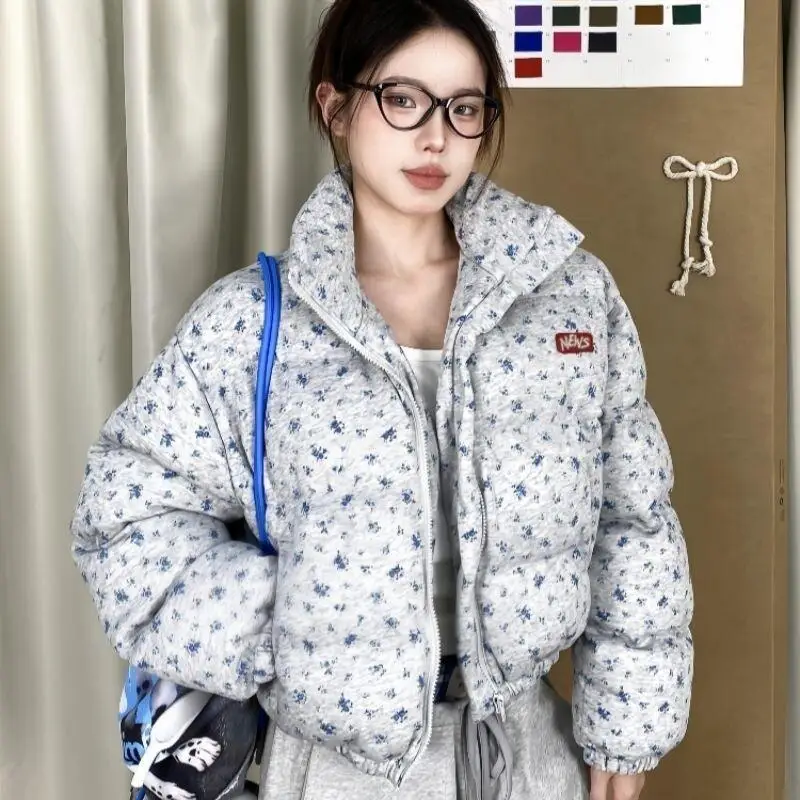 Abrigo de mujer, chaqueta de invierno y otoño, prendas de vestir exteriores, abrigo de moda de algodón acolchado grueso y holgado coreano corto con forro polar cálido