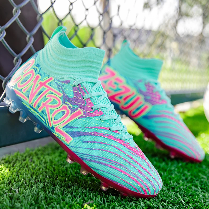 

Мужские футбольные бутсы с высоким берцем, уличные дышащие спортивные профессиональные шипы, молодежные футбольные бутсы для мальчиков унисекс