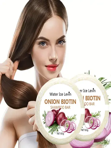 Onion and Biotin Shampoo Soap - 60g, Suitable for All Hair Types, Moisturizing and Smoothing, Rich in Rosemary Extract
