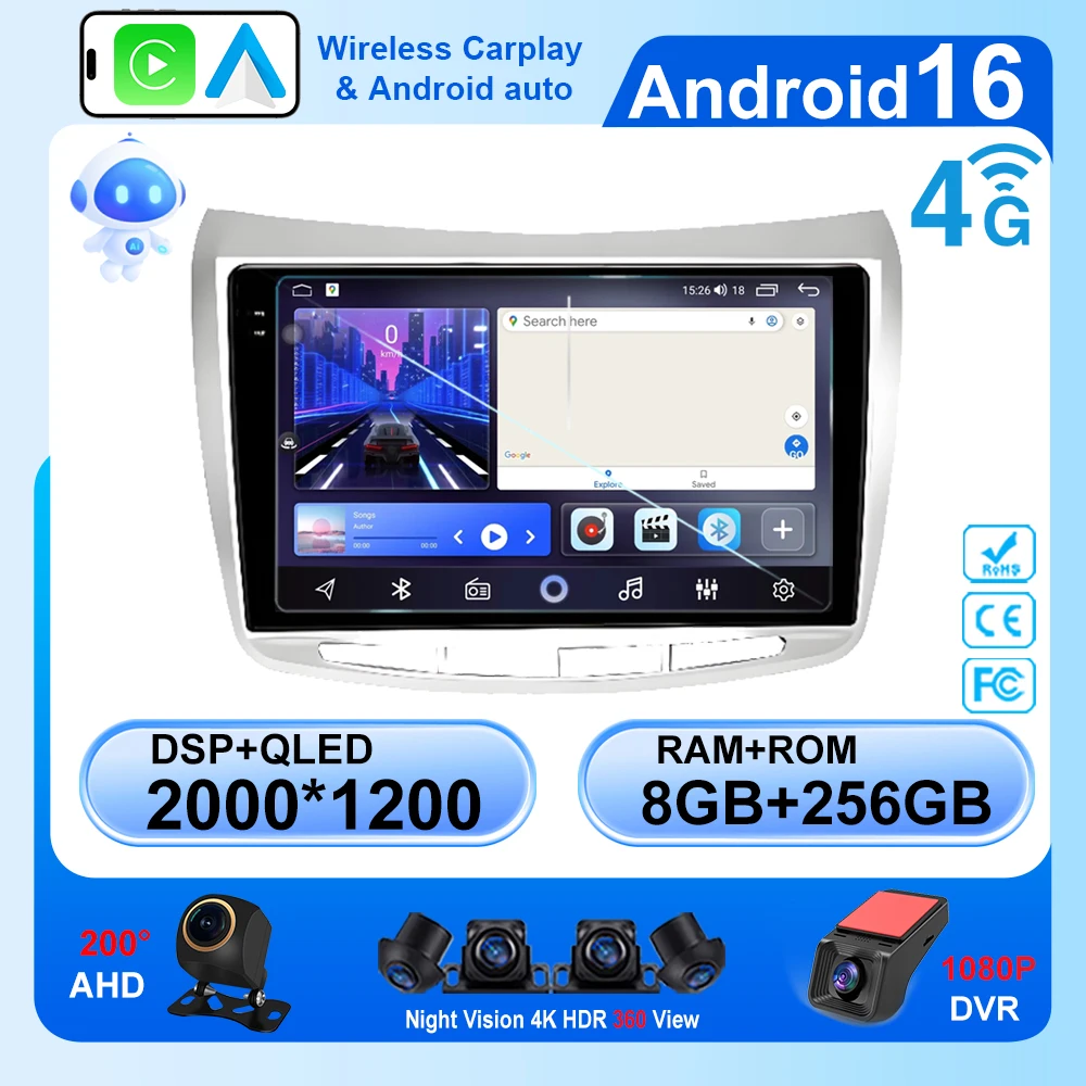 Android 16 For Fiat Lancia Delta 2009 -2018 2019 Carplay Auto Radio Car Multimedia Player GPS Navigation 4G Touch Screen Head