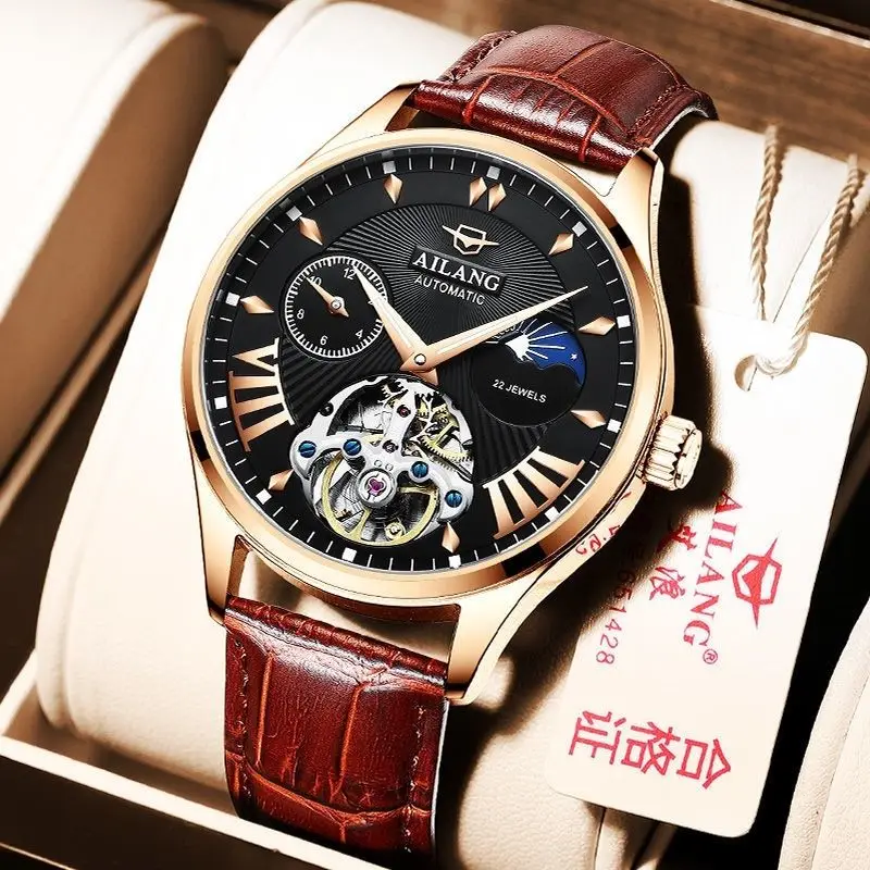 

AILANG original design simple business men's watch automatic mechanical watch large dial hollow waterproof new men's watch