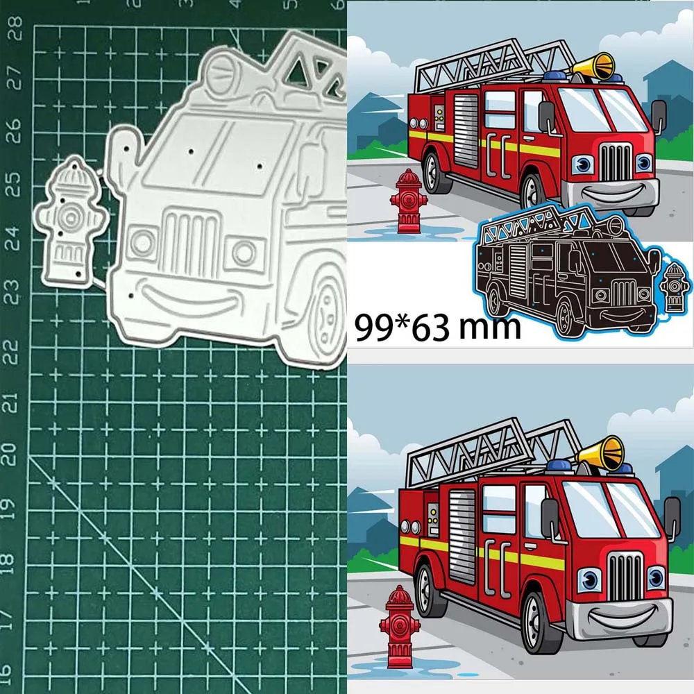 Metalls chneid werkzeuge Scrap booking Feuerwehr auto DIY Album Papier karte Handwerk Prägung Schablone Dekoration